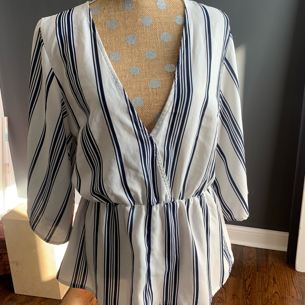 Striped peplum top sz 12
